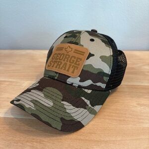 Women's Camo Black GEORGE STRAIGHT Adjustable Trucker Country Concert Music Hat